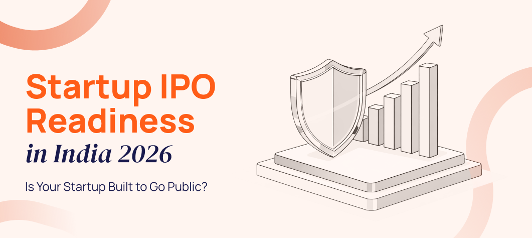 Startup IPO Readiness in India 2026: A shield protecting a growth graph representing market security and SEBI compliance.